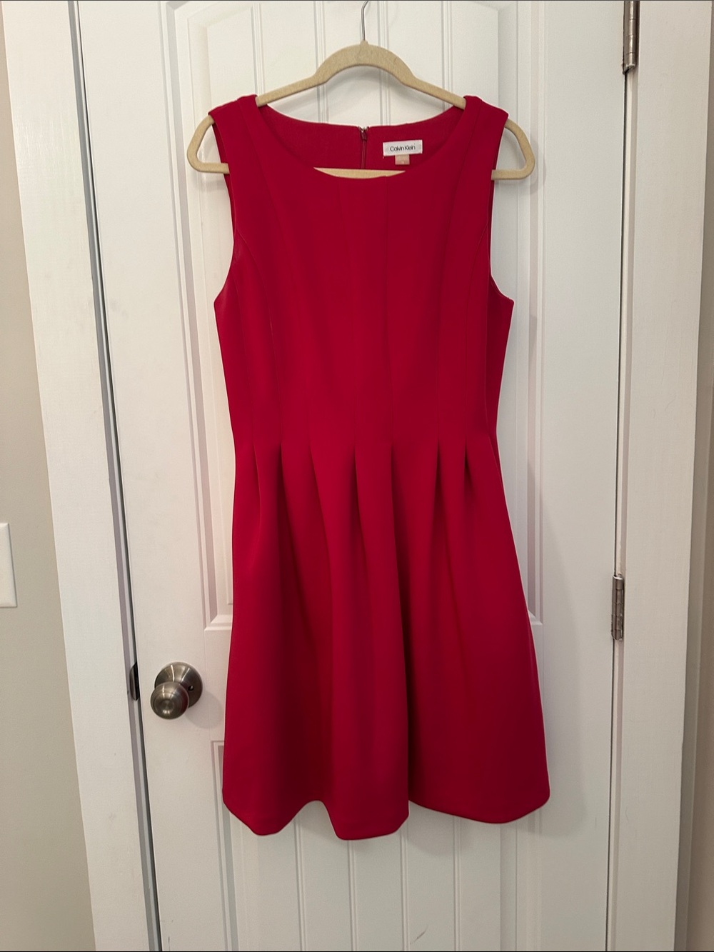Calvin Klein Hot Pink Sleeveless Pleated Dress